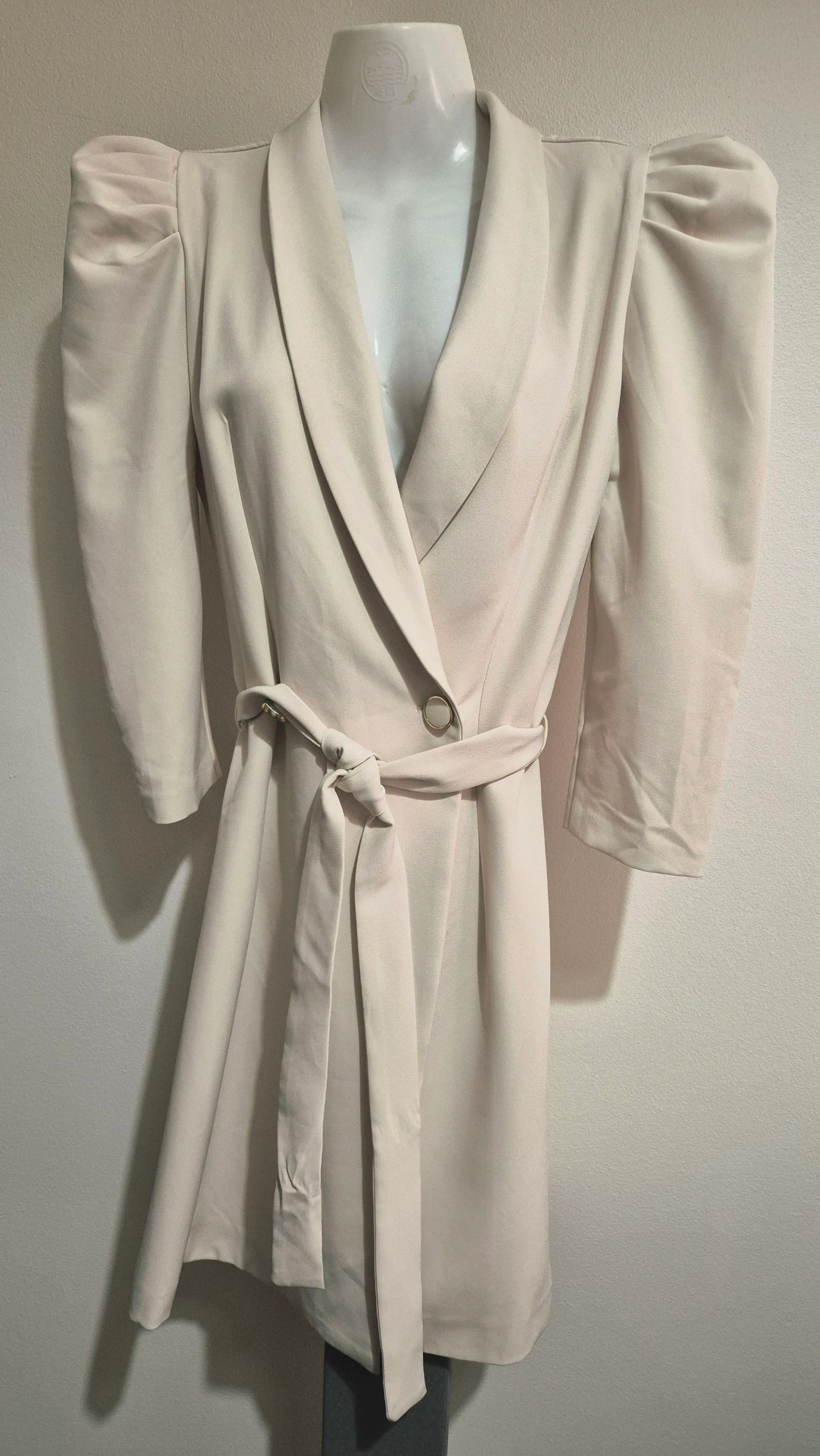 Casaco Blazer Vestido PDK bege com Cinto